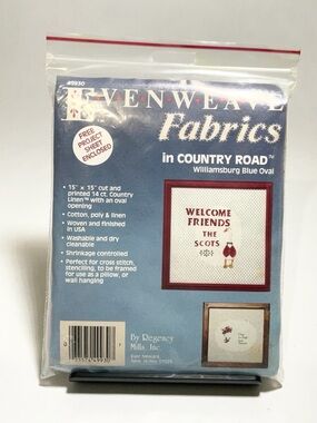 Evenweave Fabrics Country Road Blue Oval Cross Stitch  Fabric 14 Ct 15"